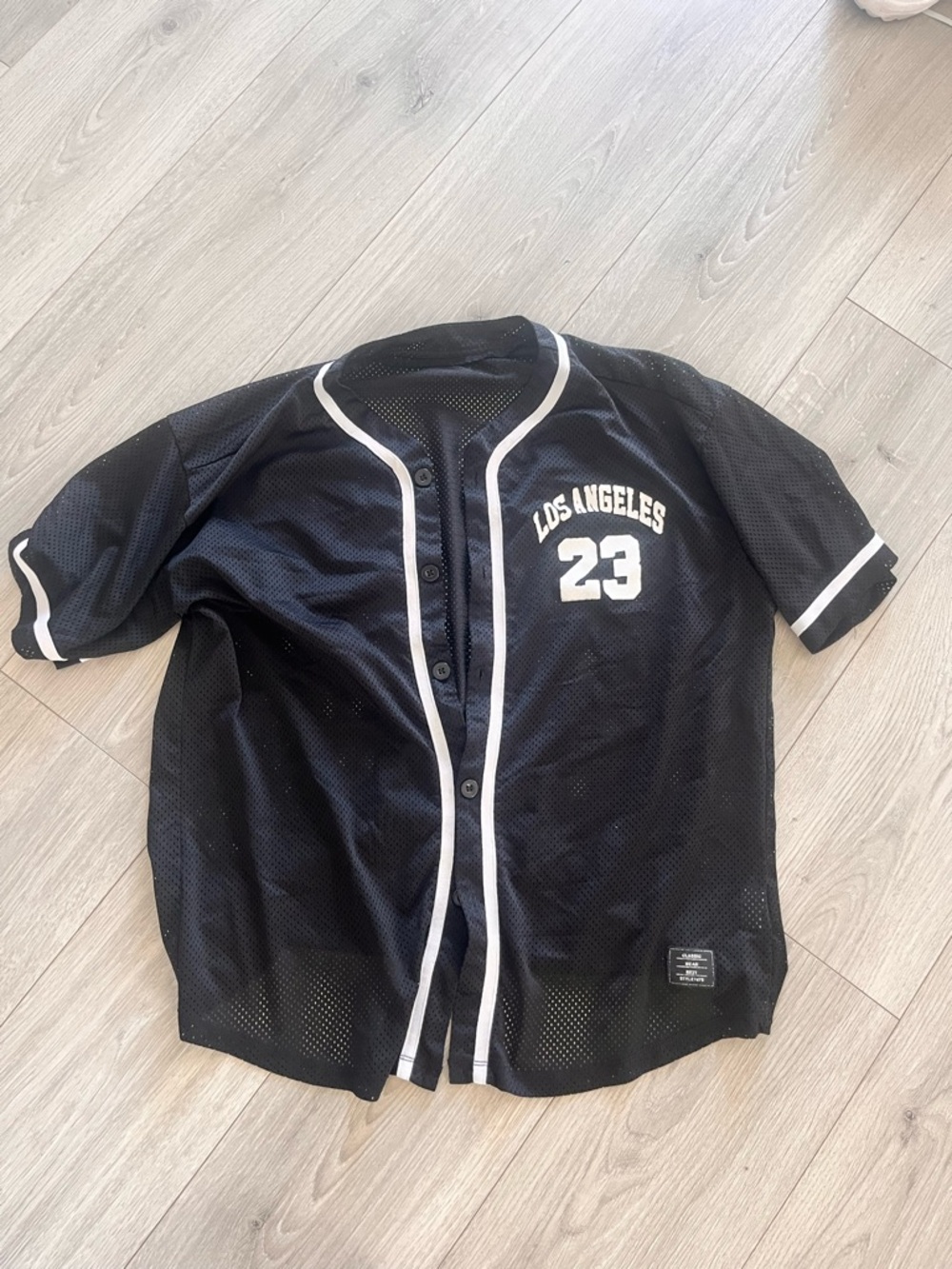 H&M Black Mesh Baseball Jersey with White Trim